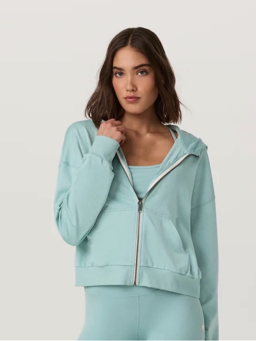 Vuori Halo Full Zip Hoodie, Medium, Sea Spray Blue
